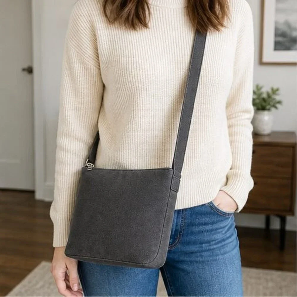Charcoal Canvas Crossbody Bag